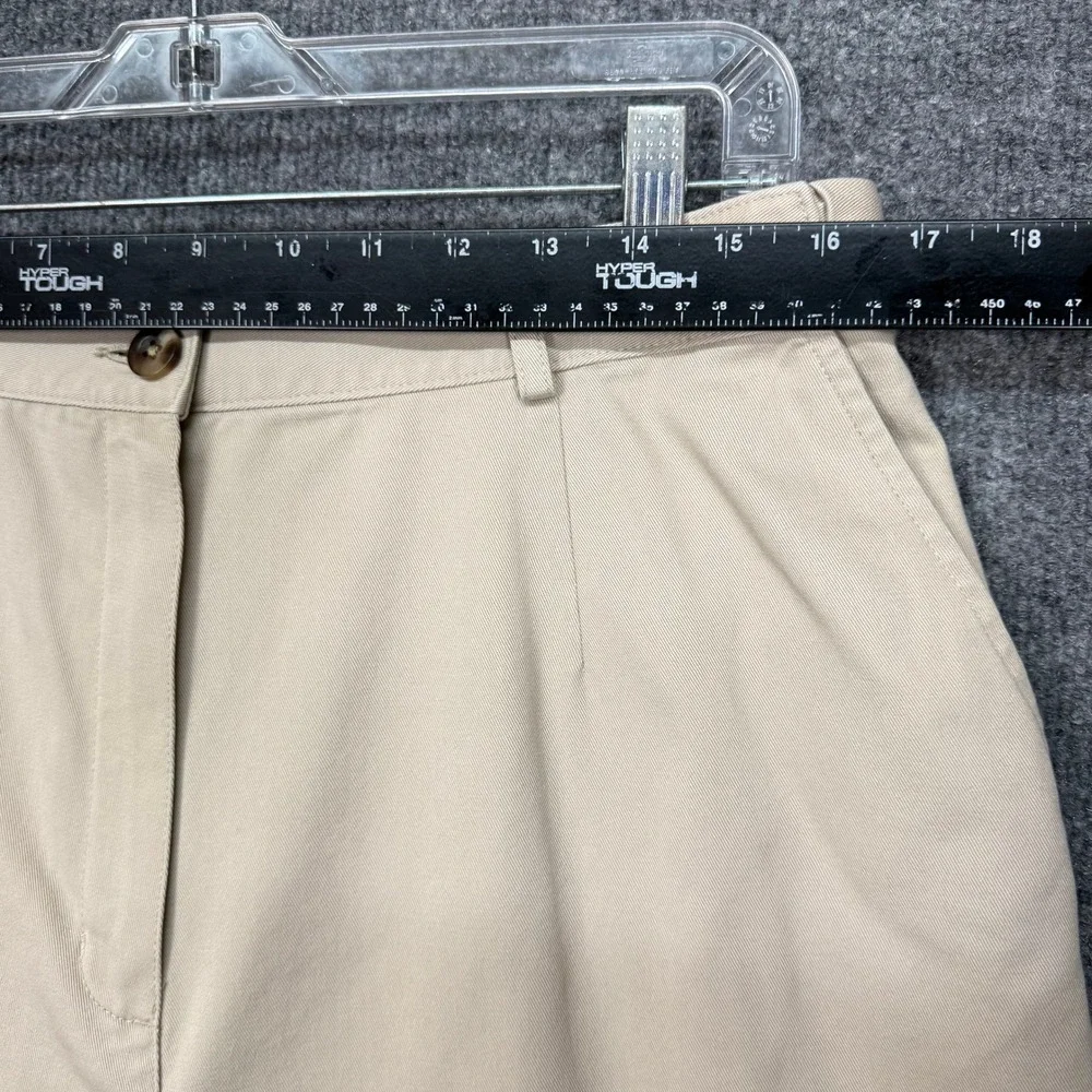 LL Bean Original Fit Shorts Womens 16 Khaki Tan Cotton Pleated High Rise Chino